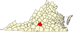 Map of Virginia highlighting Campbell County